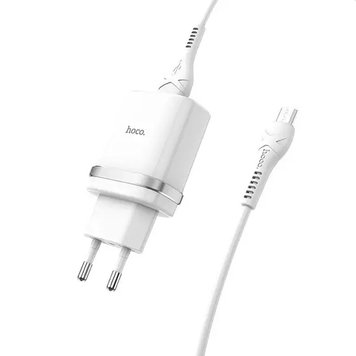 Мережевий зарядний пристрій Hoco C12Q (1USB, 3А) QC3.0 White (S23110) + кабель MicroUSB S23110 фото