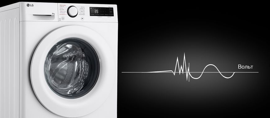 Пральна машина LG фронтальна, 8кг, 1200, A, 48см, дисплей, пара, інвертор, білий F2Y5PS3W фото
