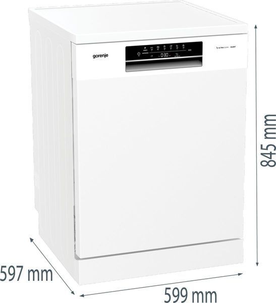 Посудомийна машина Gorenje, 16компл., A+++, 60см, дисплей, 3 кошика, AquaStop, білий GS643E90W фото