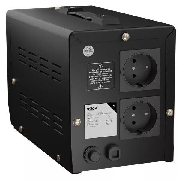 Стабілізатор NJOY Alvis 2000 (AVRL-20002AL-CS01B) AVR, 2 розетки Alvis 2000 фото