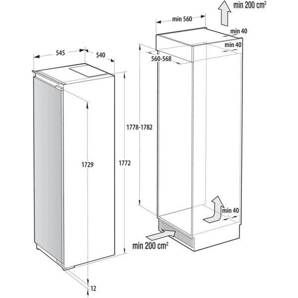 Морозильна камера Gorenje вбудована, 177x54х55, 235л, А+, NF, диспл, білий FNCI517E62WF фото