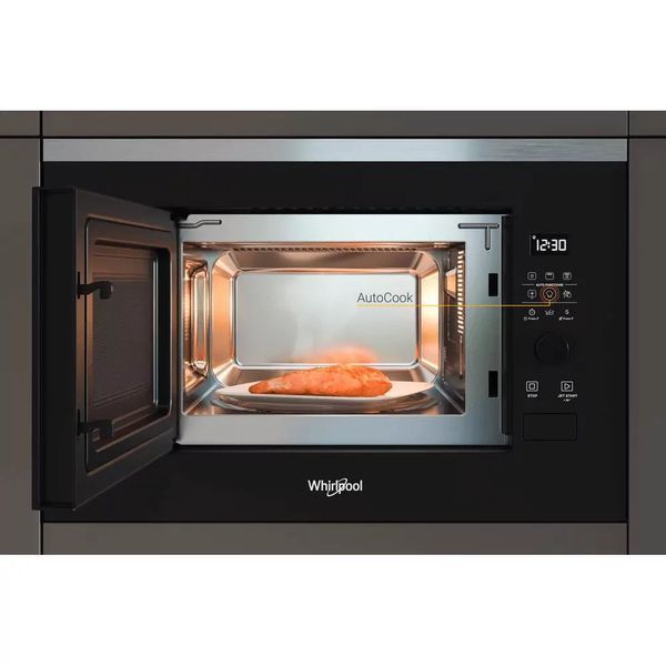 Мікрохвильова піч Whirlpool вбудована, 20л, електронне упр., 800Вт, дисплей, чорний WMF200G фото