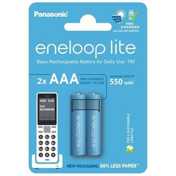Акумулятори Panasonic Eneloop Lite AAA/HR03 NI-MH 550 mAh BL 2 шт BK-4LCCE/2CP фото