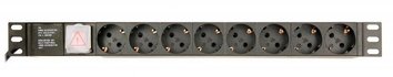 Блок розеток EnerGenie 19" 1U (EG-PDU-014) алюм. корп., 8 розеток, 16A, 3м, чорний, вилка Schuko EG-PDU-014 фото