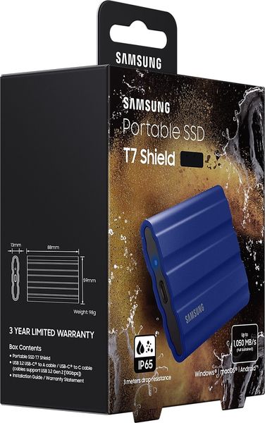 Накопичувач зовнішній SSD 2.5" USB 2.0TB Samsung T7 Shield Blue (MU-PE2T0R/EU) MU-PE2T0R/EU фото