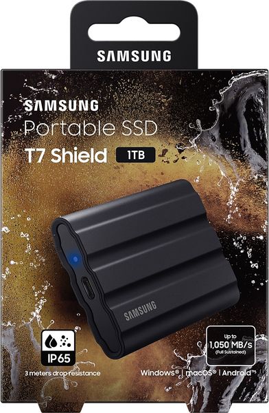 Накопичувач зовнішній SSD 2.5" USB 1.0TB Samsung T7 Shield Black (MU-PE1T0S/EU) MU-PE1T0S/EU фото