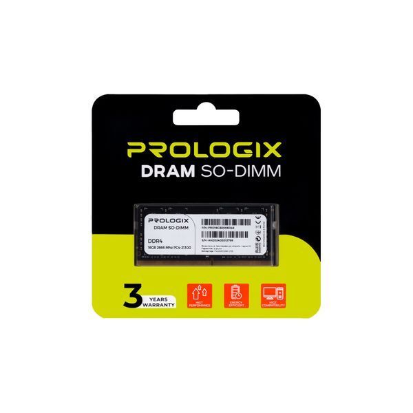 Модуль пам`ятi SO-DIMM 16GB/2666 DDR4 Prologix (PRO16GB2666D4S) PRO16GB2666D4S фото