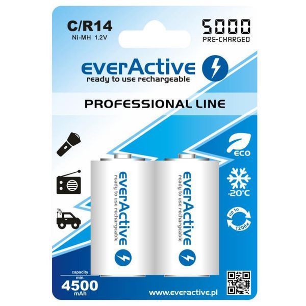 Акумулятор everActive С/HR14 5000mAh BL 2шт 2x EVHRL14-5000 фото