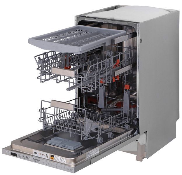 Посудомийна машина Hotpoint вбудована, 10компл., A++, 45см, дисплей, 3й кошик, білий HSIO3O23WFE фото