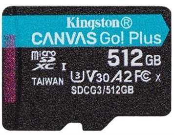 Карта пам`яті MicroSDXC 512GB UHS-I/U3 Class 10 Kingston Canvas Go! Plus R170/W90MB/s (SDCG3/512GBSP) SDCG3/512GBSP фото