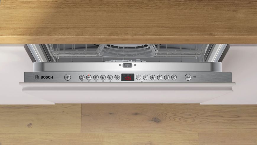 Посудомийна машина Bosch вбудована, 13компл., E, 60см, дисплей, 3-й кошик, білий SMV26EX14K фото