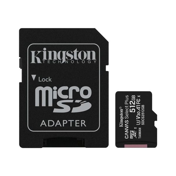 Карта пам`яті MicroSDXC 512GB UHS-I/U3 Class 10 Kingston Canvas Select Plus R100/W85MB/s + SD-адаптер (SDCS2/512GB) SDCS2/512GB фото