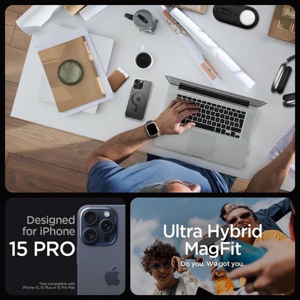 Чохол-накладка Spigen Ultra Hybrid MagFit для Apple iPhone 15 Pro Carbon Fiber (ACS06717) ACS06717 фото