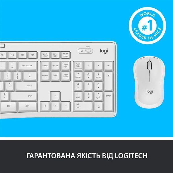 Комплект (клавiатура, миша) бездротовий Logitech MK295 Combo White (920-009824) 920-009824 фото