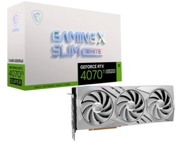 Відеокарта GF RTX 4070 Ti Super 16GB GDDR6X Gaming X Slim White MSI (GeForce RTX 4070 Ti SUPER 16G GAMING X SLIM WHITE) RTX 4070 Ti SUPER 16G GAMING X SLIM WHITE фото