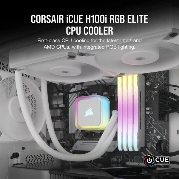 Система водяного охолодження Corsair iCUE H100i RGB Elite Liquid CPU Cooler White (CW-9060078-WW) CW-9060078-WW фото