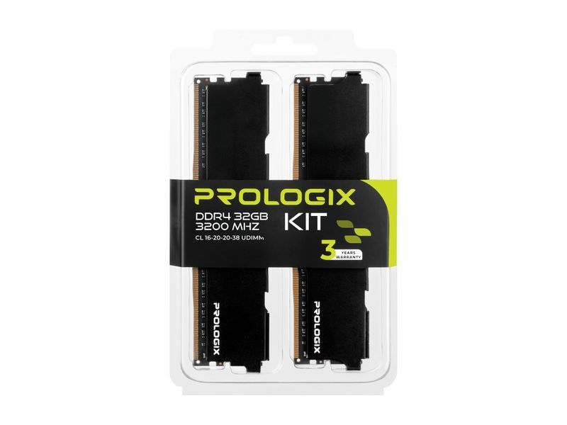 Модуль пам`ятi DDR4 2x16GB/3200 Prologix Black (PRO32GB3200B4K) PRO32GB3200B4K фото