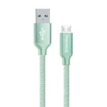 Кабель ColorWay USB - micro USB (M/M), 2.4 А, 2 м, Mint (CW-CBUM009-MT) CW-CBUM009-MT фото