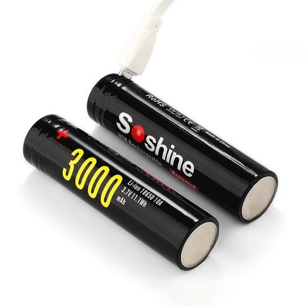 Акумулятор Soshine 18650 Li-Ion microUSB 3000mAh 1шт 18650USB-3.7-3000 фото