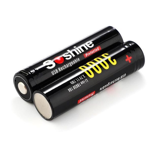 Акумулятор Soshine 18650 Li-Ion microUSB 3000mAh 1шт 18650USB-3.7-3000 фото
