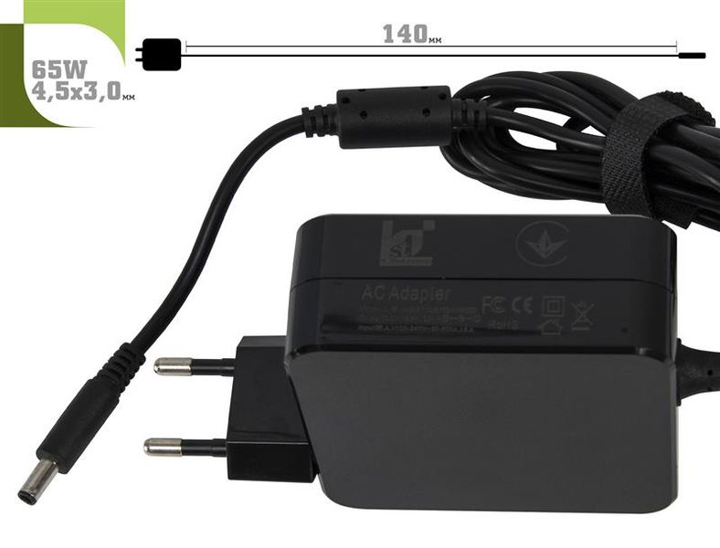 Блок живлення 1StCharger для ноутбука Dell 19.5V 65W 3.34A 4.5х3.0мм Wall Mount (WM1ST19.5V65W4530D) WM1ST19.5V65W4530D фото