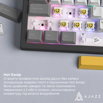 Клавіатура Ajazz AK650 Moon Yellow Switch Black USB-C (AK650-MY-GWY) AK650-MY-GWY фото