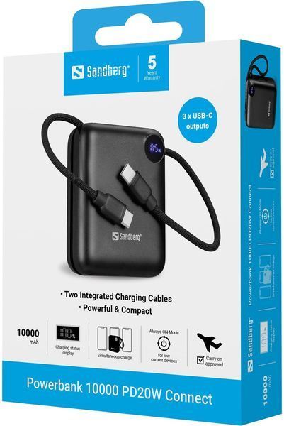 Універсальна мобільна батарея Sandberg 10000mAh 20W Black (421-26) 421-26 фото