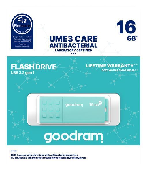 Флеш-накопичувач USB3.2 16GB Goodram UME3 Care Green (UME3-0160CRR11) UME3-0160CRR11 фото