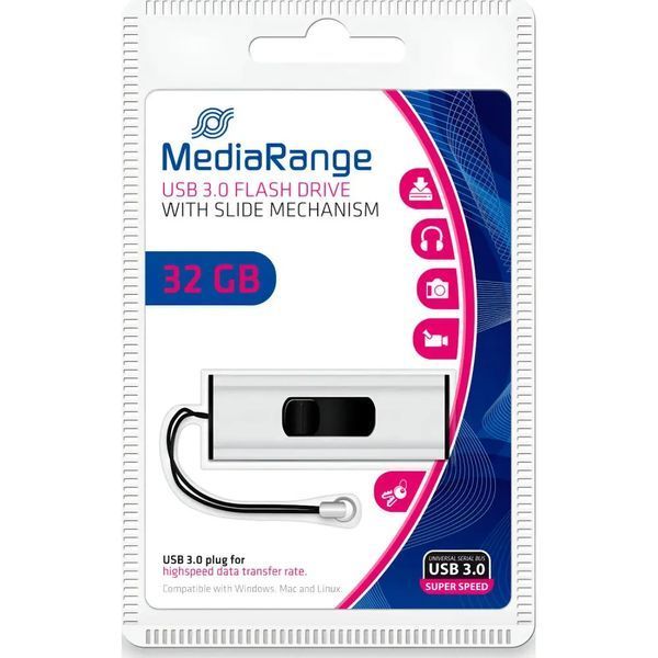 Флеш-накопичувач USB3.0 32GB MediaRange Black/Silver (MR916) MR916 фото