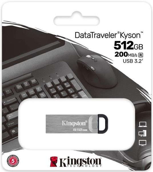 Флеш-накопичувач USB3.2 512GB Kingston DataTraveler Kyson Silver/Black (DTKN/512GB) DTKN/512GB фото