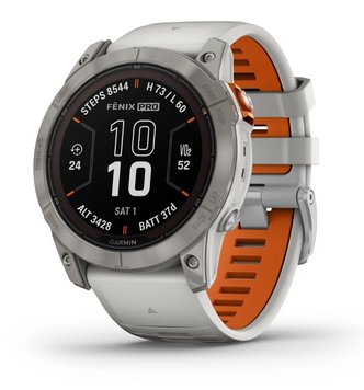 Смарт-годинник Garmin Fenix 7X Pro Sapphire Solar Titanium with Grey/Orange Band (010-02778-64) 010-02778-64 фото