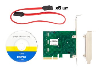 Контролер Frime (ECF-PCIEto6SATAIII001.LP) PCI-Ex4-6xSata III, ASM1062+ASM1092 ECF-PCIEto6SATAIII001.LP фото