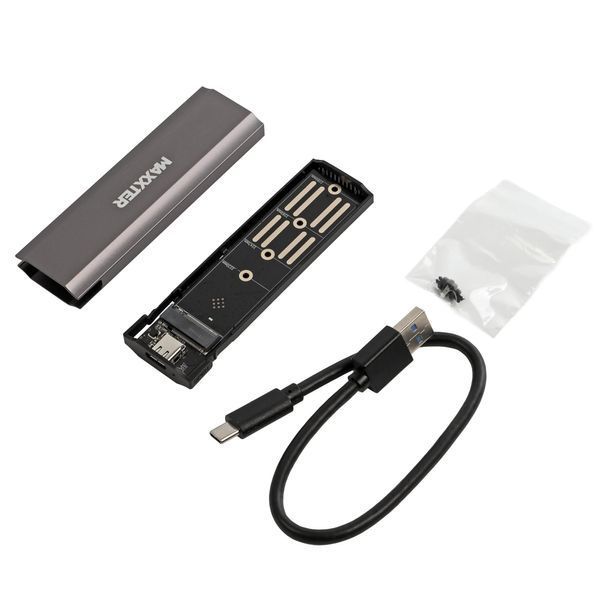 Зовнішня кишеня Maxxter M.2 NVMe PCIe, USB 3.1 Type-C Gen2, Metal, Black (EHDE-2280S-02) EHDE-2280S-02 фото