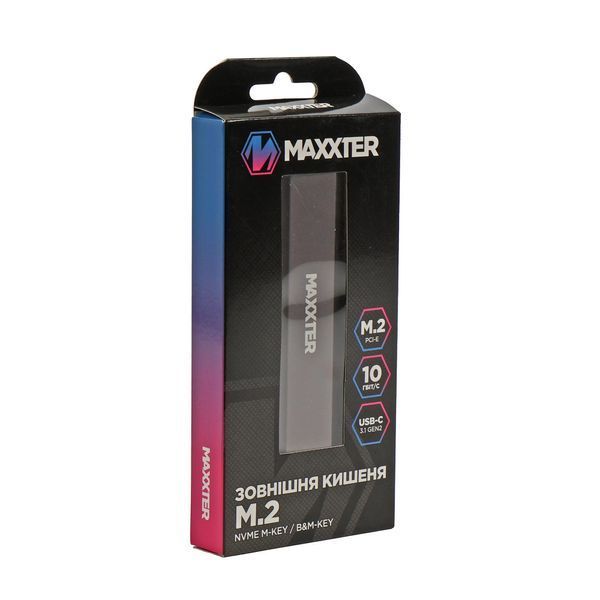 Зовнішня кишеня Maxxter M.2 NVMe PCIe, USB 3.1 Type-C Gen2, Metal, Black (EHDE-2280S-02) EHDE-2280S-02 фото