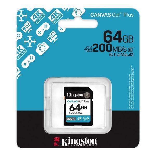 Карта пам`ятi SDXC 64GB UHS-I/U3 Class 10 Kingston Canvas Go! Plus R200/W200MB/s (SDG4/64GB) SDG4/64GB фото