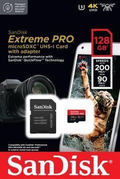 Карта пам`ятi MicroSDXC 128GB UHS-I U3 R200/W90MB/s SanDisk Extreme Pro V30 + SD-адаптер (SDSQXCD-128G-GN6MA) SDSQXCD-128G-GN6MA фото