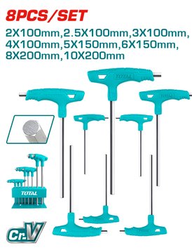 Набір шестигранних ключів TOTAL THHW80816, Т-подібна рукоятка, 8шт THHW80816 фото