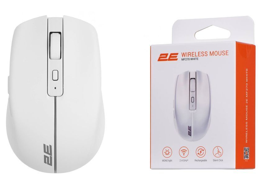 Миша бездротова 2E MF270 Silent Rechargeable WL White (2E-MF270WWH) 2E-MF270WWH фото