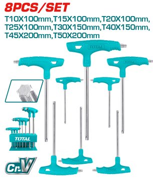 Набір шестигранних ключів TOTAL THHW80836 Torx, Т-подібна рукоятка, 8шт THHW80836 фото