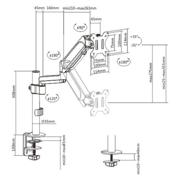 Кронштейн Gembird MA-DA1P-01 (VESA100х100) MA-DA1P-01 фото