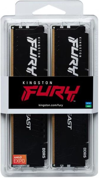 Модуль пам`яті DDR5 2x16GB/6400 Kingston Fury Beast Black (KF564C32BBK2-32) KF564C32BBK2-32 фото