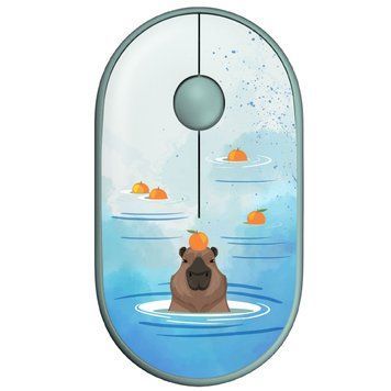 Миша бездротова 2E MF300 Capybara Tangerine Silent WL BT Green (2E-MF300WCAPIBARAGN) 2E-MF300WCAPIBARAGN фото