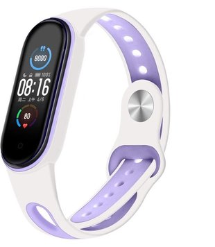 Ремінець BeCover Sport Style для Xiaomi Mi Smart Band 5/Mi Smart Band 6/Mi Smart Band 7 White-Purple (705175) 705175 фото