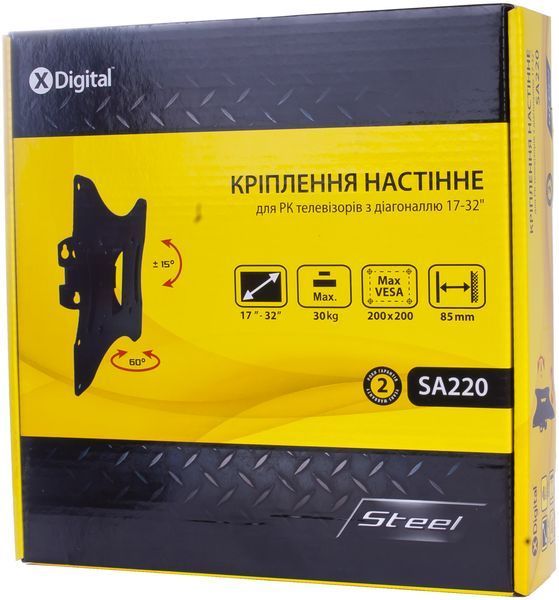 Кронштейн настінний X-Digital STEEL SA220 Black SA220 фото