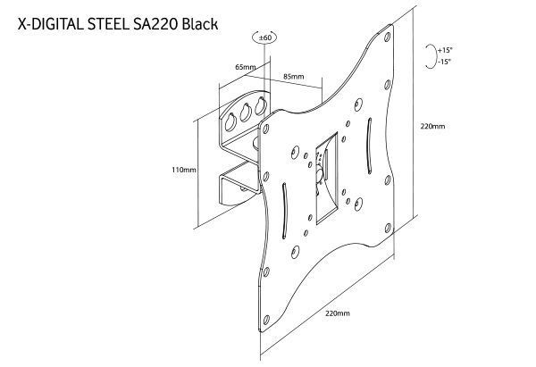 Кронштейн настінний X-Digital STEEL SA220 Black SA220 фото