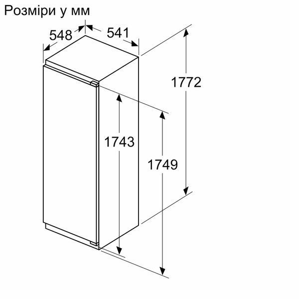Холодильна камера Bosch вбудована, 177x55x55, 310л, 1дв., E, ST, білий KIR81VFE0 фото