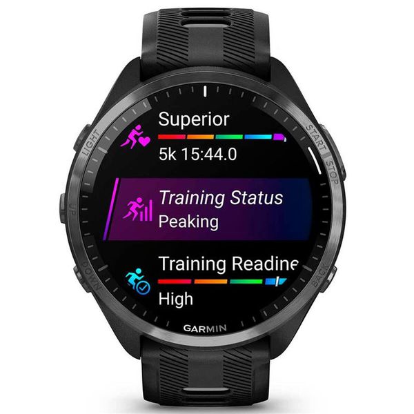 Смарт-годинник Garmin Forerunner 965 Carbon Gray DLC Titanium Bezel with Black Case and Black/Powder Gray Silicone Band (010-02809-80) 010-02809-80 фото