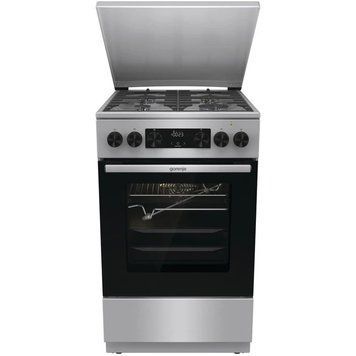 Плита Gorenje комбінована, 70л, 50x60см, метал. кришка, дисплей, чавун, нерж GKS5C71XF фото