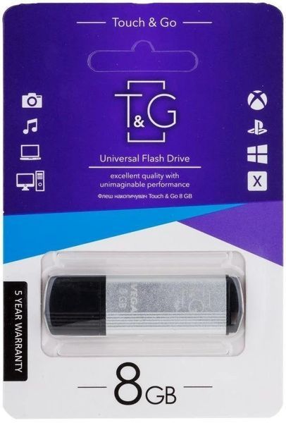Флеш-накопичувач USB 8GB T&G 121 Vega Series Silver (TG121-8GBSL) TG121-8GBSL фото