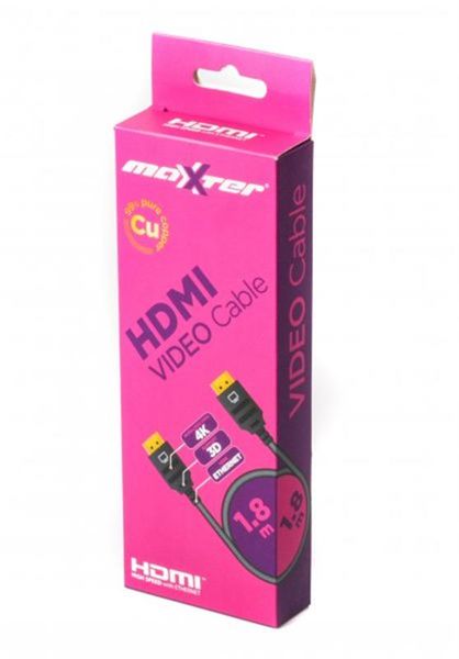 Кабель Maxxter HDMI - HDMI V 1.4 (M/M), 1.8 м, чорний (VB-HDMI4-6) коробка VB-HDMI4-6 фото